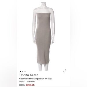 Donna Karan cashmere grey strapless Midi Dress, made in Italy, small, EUC